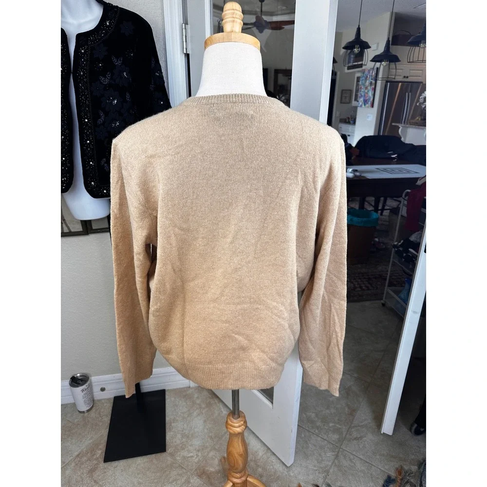Polo Ralph Lauren Mens Tan V Neck‎ 100% Lambswool Sweater Size L